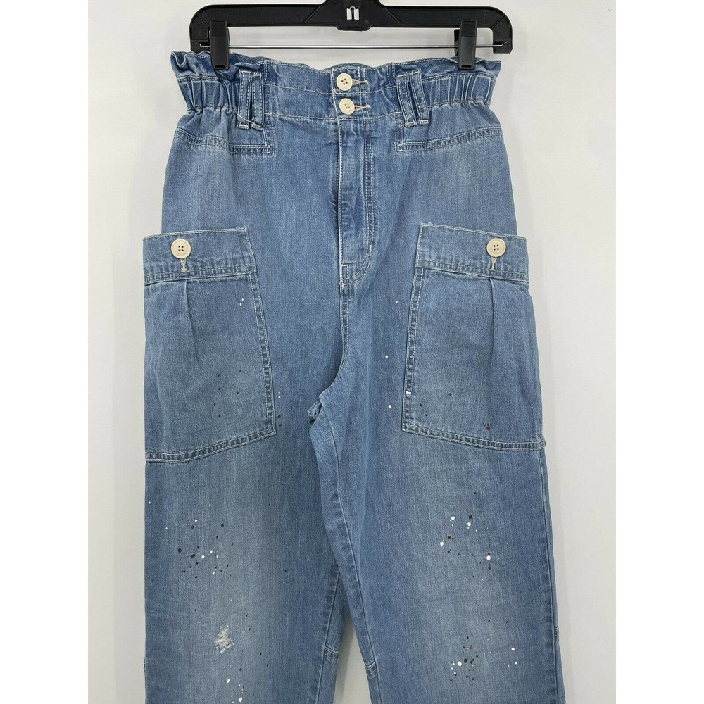 Free People Small Paperbag Pain Splatter High Rise Painters Jeans